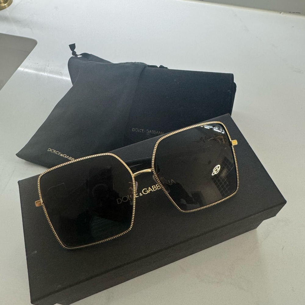 Dolce & Gabbana Black Gold Sunglasses with Geometric Design